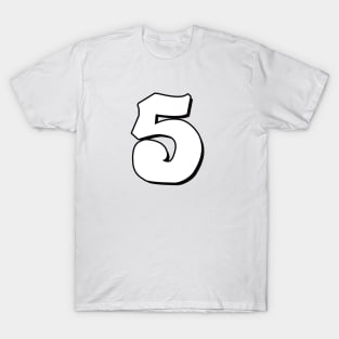 Number 5 white / black T-Shirt